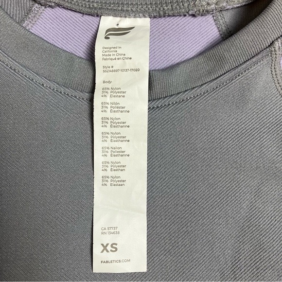 Fabletics Sofia Seamless Crop Top & Legging Frosted Lilac 2 Piece Workout Set XS - Picture 9 of 10